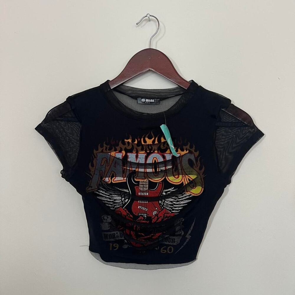 NWT Distressed band tee style top by G Mini USA